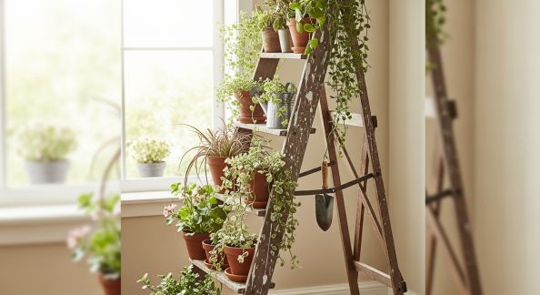 Transformer une Échelle en Bois en Étagère Pour Plantes