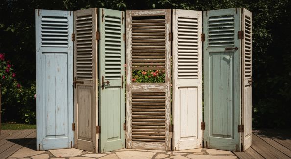 Fabriquer un paravent extérieur avec des volets anciens récupérés